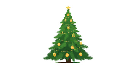 festive evergreen decorated christmas tree illuminated with golden ornaments and twinkling lights standing proudly