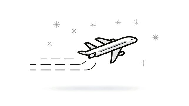 Minimal airplane icon in flight path
