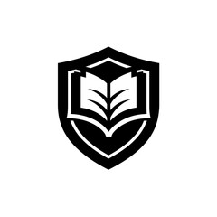 Black shield with open book symbol knowledge education 1
