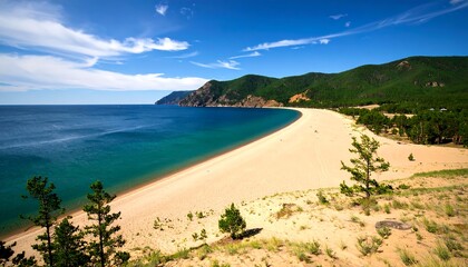 Panoramic view of a bright blue sky with scattered white clouds