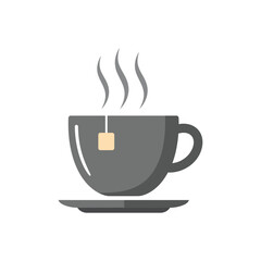 Steaming Cup of Tea with Tea Bag on a Saucer Vector Illustration