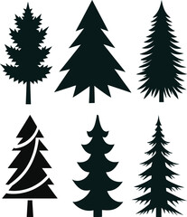 A set of winter  pine trees vector