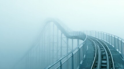 Obraz premium Rollercoaster Track in Fog