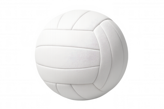 Classic white volleyball ball rotating, isolated on transparent background, perfect for sports-related projects