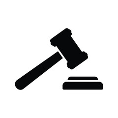 Black Silhouette of a Gavel Used in Courtrooms and Auctions on White Background