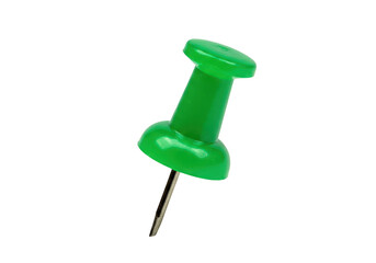 Green pushpin isolated on transparent background