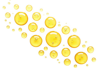 Fototapeta premium Yellow liquid drops isolated on transparent background