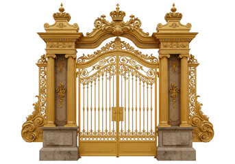 Ornate golden gate isolated on transparent background