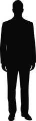 Full length silhouette of a businessman standing on transparent background