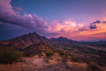 Fototapeta premium Mountain vista at sunset