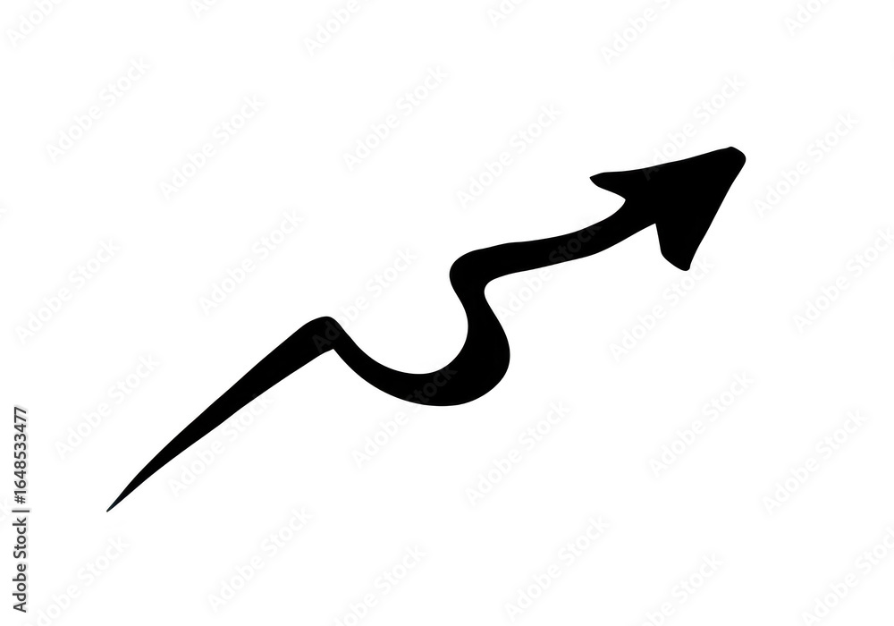 Poster wavy arrow pointing upwards indicating growth and progress isolated on white isolated on transparent