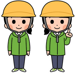 ヘルメットをかぶっている女の子