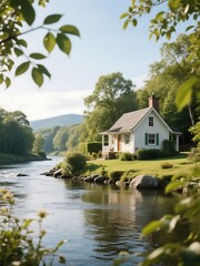 Obraz premium The River-Kissed Cottage