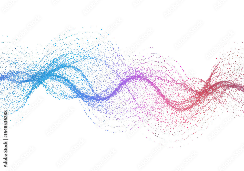 Poster abstract colorful particle wave flowing on transparent background
