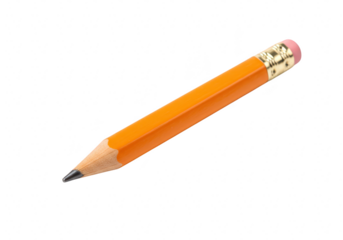 Yellow pencil with eraser isolated on transparent background