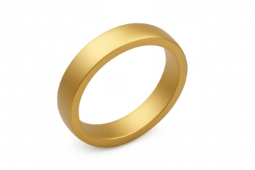 Golden wedding rings spinning, symbolizing eternal love and commitment against pristine transparent backdrop