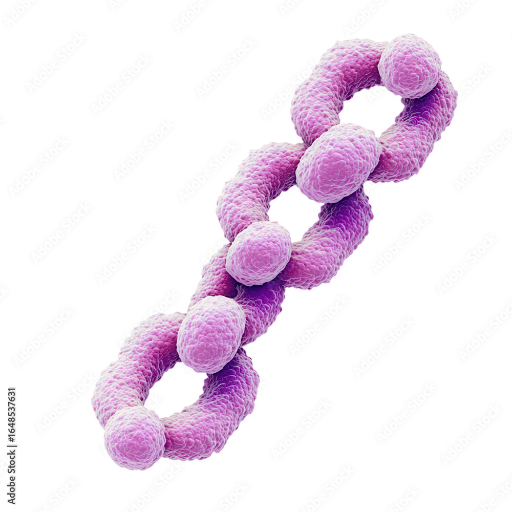 Poster bacterial cell chain structure isolate on transparent background