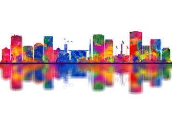 Obraz premium Darwin Australia Skyline. Cityscape Skyscraper Buildings Landscape City Downtown Abstract Landmarks Travel Art
