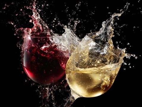 Wine splash, red and white