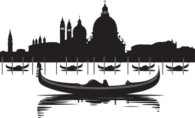 Fototapeta premium Venice skyline gondolas iconic water transport silhouette