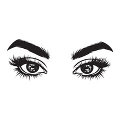 Fototapeta premium Girl Eyes With Different Design Vector Silhouette 