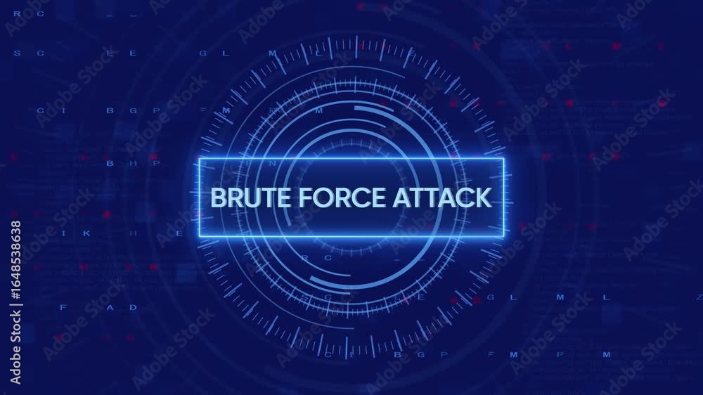 Poster digital futuristic depiction of a brute force attack on a network system