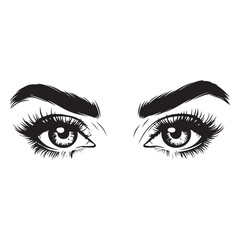 Fototapeta premium Girl Eyes With Different Design Vector Silhouette 