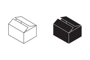Open cardboard box icon in minimalistic style,  E-commerce Icons for App UI Elements. Shipping cardboard parcel sign. Delivery icon. Vector illustration  eps 10