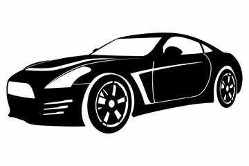 Naklejka premium black and white sportscar silhouette