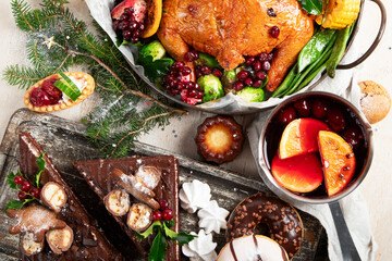 Elegant table setting for a festive meal. Christmas dinner.