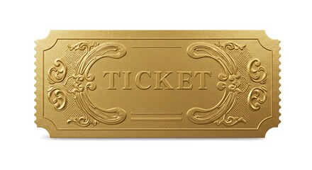 Minimalist design golden ticket mockup ideal for exclusive access passes or contest prizes.