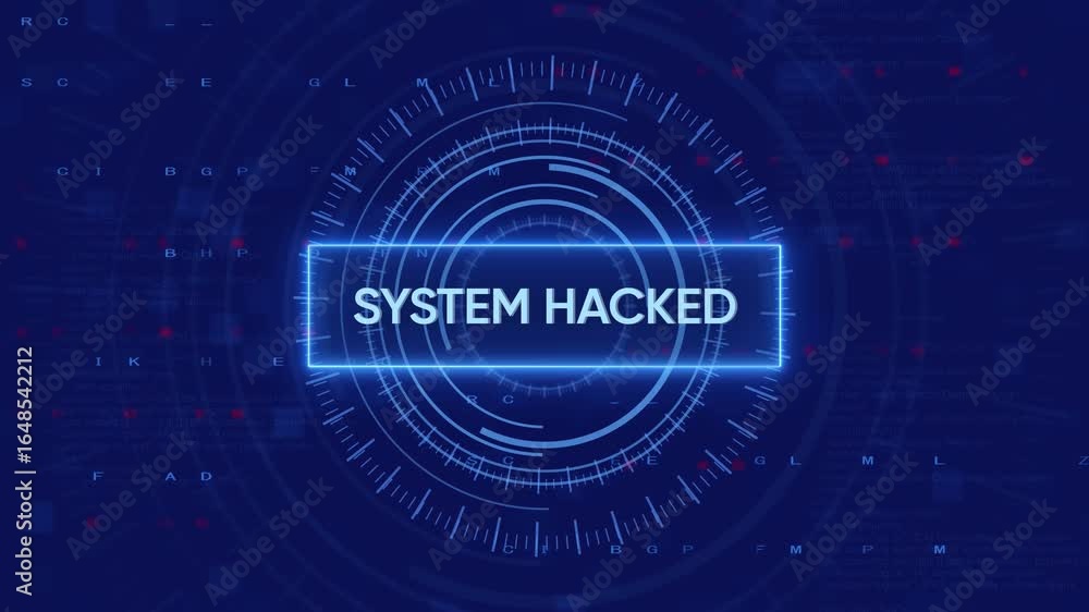 Aufkleber digital futuristic screen displaying system hacked alert with futuristic technology elements