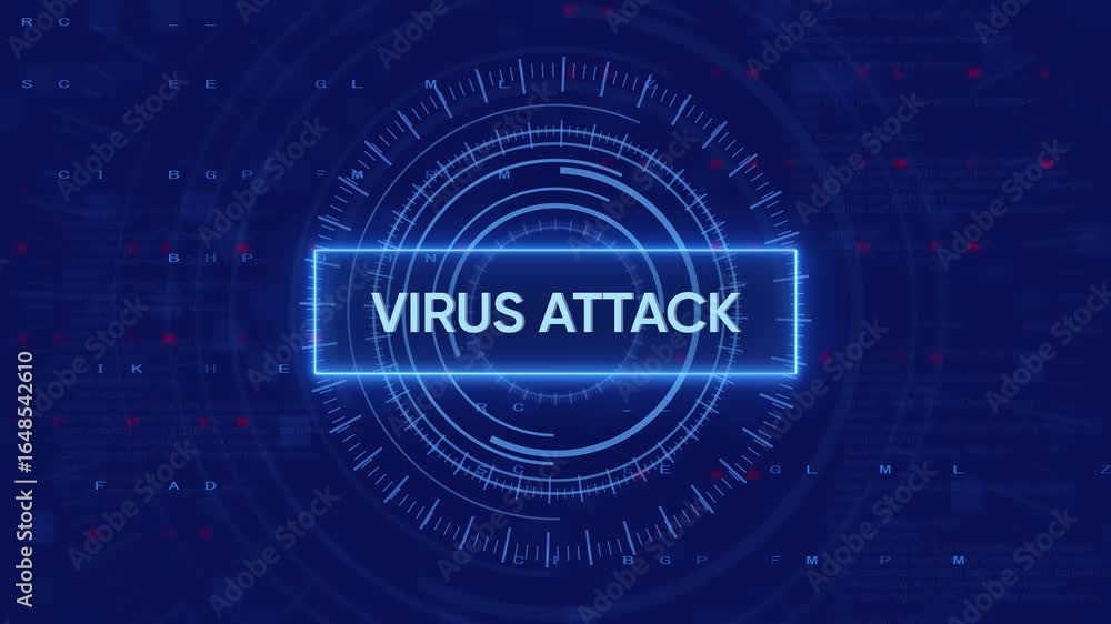 Poster digital virus attack cyber security threat on futuristic user interface
