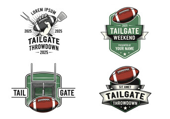 Celebrate football season with these dynamic tailgate and game day logos, perfect for events and apparel.