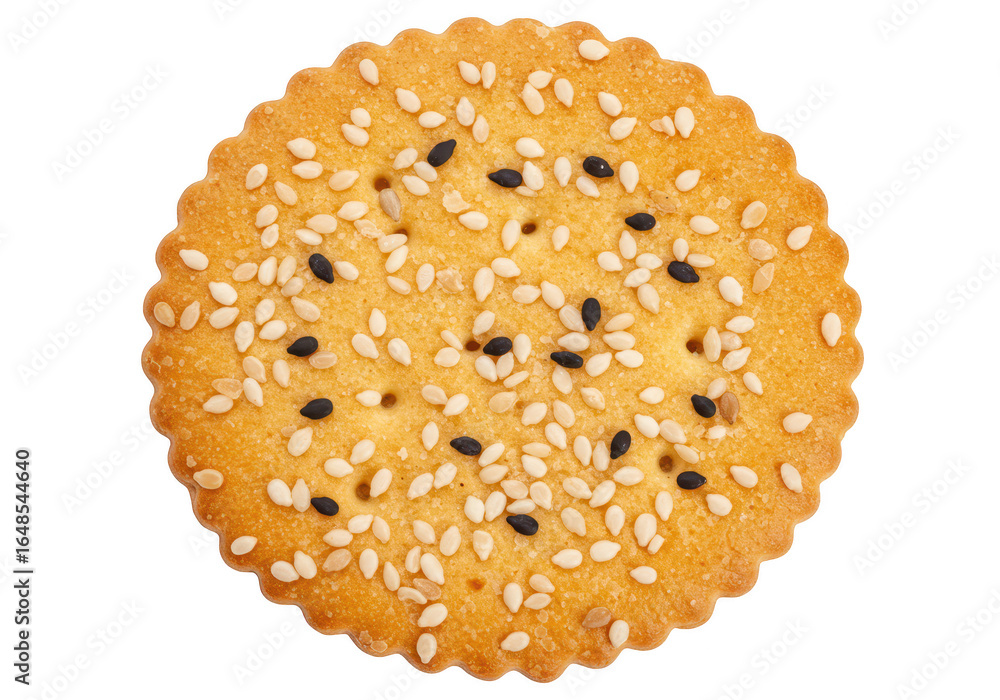 Poster round sesame cracker isolated on transparent background