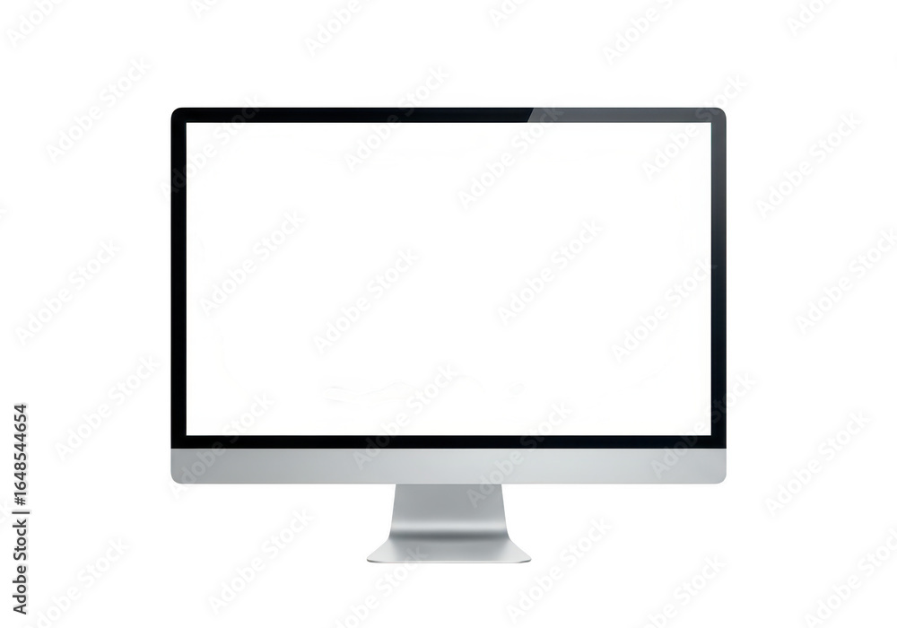 Poster modern computer monitor with blank screen isolated on transparent background
