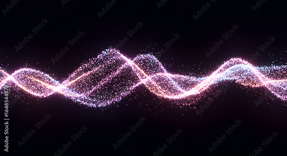 Aufkleber captivating abstract wave of glittering particles on dark background: a mesmerizing display of light