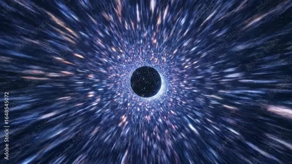 Poster hyperspace jump through star fields - a digital video of a spaceship traversing hyperspace, shown as