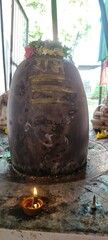 Close up shot of lord shiva shivling.
