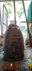 Close up shot of lord shiva shivling.