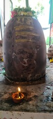 Close up shot of lord shiva shivling.