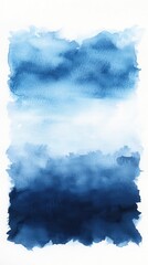 Abstract watercolor painting with blue gradient in studio