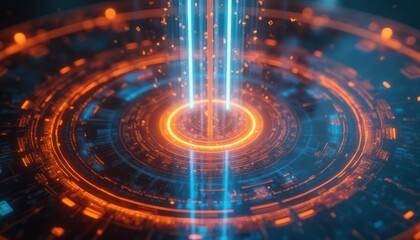 Abstract futuristic interface with glowing circular design