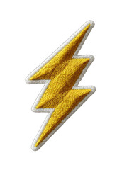 Obraz premium Golden lightning bolt patch, clothing iron-on, dark background, apparel design
