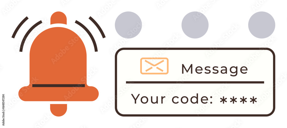 Poster bell ringing with a notification window displaying email message and security code. ideal for authen