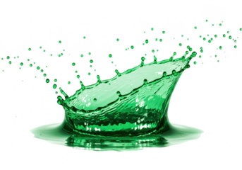 Green liquid splash isolated on transparent background