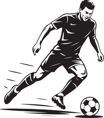 Dynamic soccer player dribbles ball with speed and agility