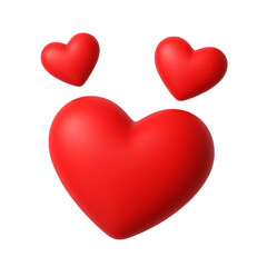 Red Hearts isolated against black background 3D