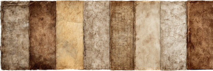 Aged paper strips in varying tones