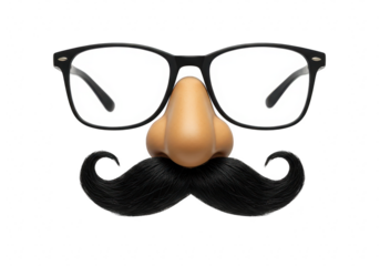 Funny disguise with glasses, nose, and mustache isolated on transparent background